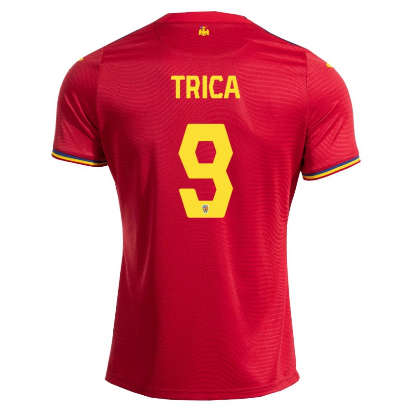 Danxen Hombre Camiseta Rumania Atanas Trică #9 Rojo Marino Amarillo 2ª Equipación 26-28 La Camisa México