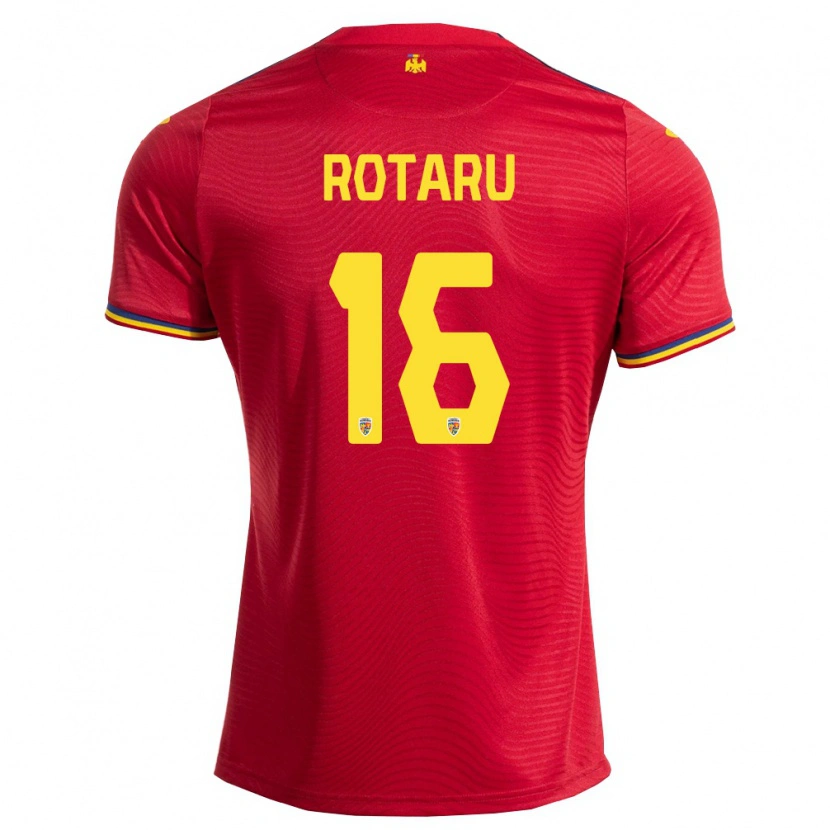 Danxen Hombre Camiseta Rumania Ștefan Rotaru #16 Rojo Marino Amarillo 2ª Equipación 26-28 La Camisa México