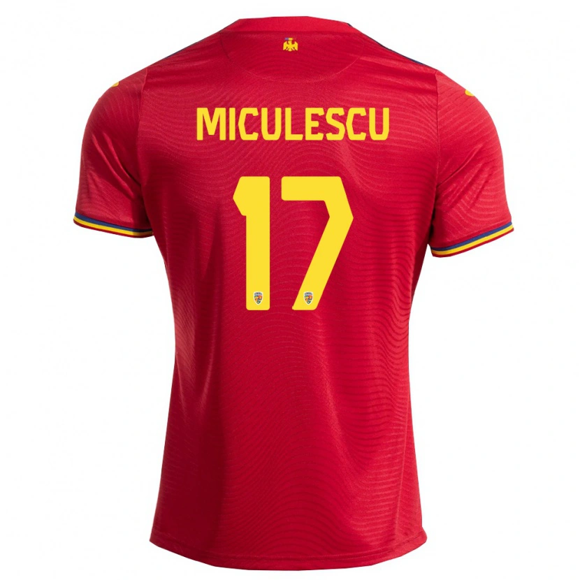 Danxen Hombre Camiseta Rumania David Miculescu #17 Rojo Marino Amarillo 2ª Equipación 26-28 La Camisa México