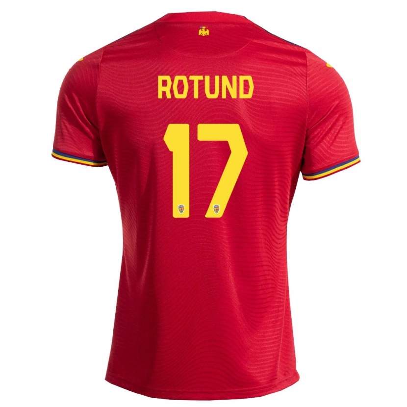 Danxen Hombre Camiseta Rumania Raul Rotund #17 Rojo Marino Amarillo 2ª Equipación 26-28 La Camisa México
