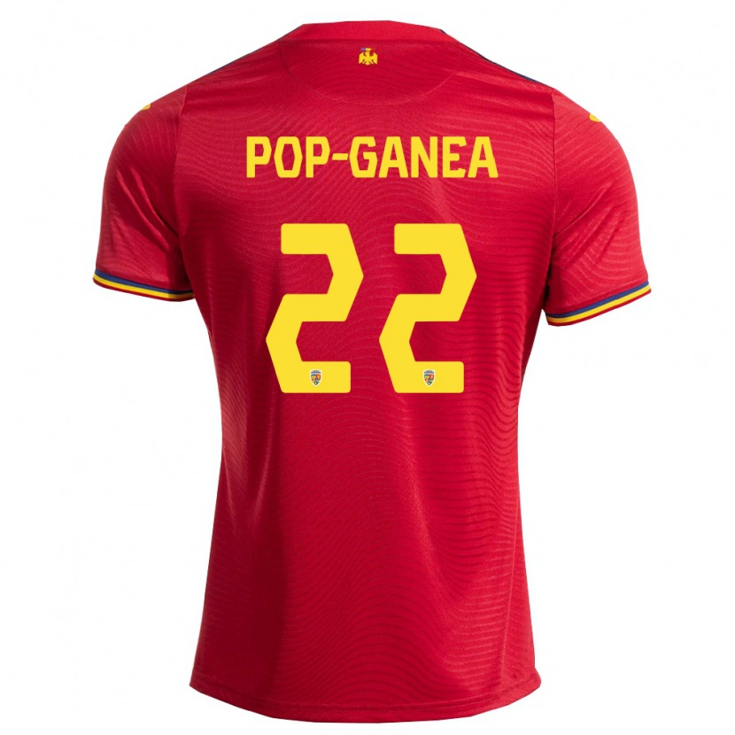 Danxen Hombre Camiseta Rumania Mirela Pop-Ganea #22 Rojo Marino Amarillo 2ª Equipación 26-28 La Camisa México
