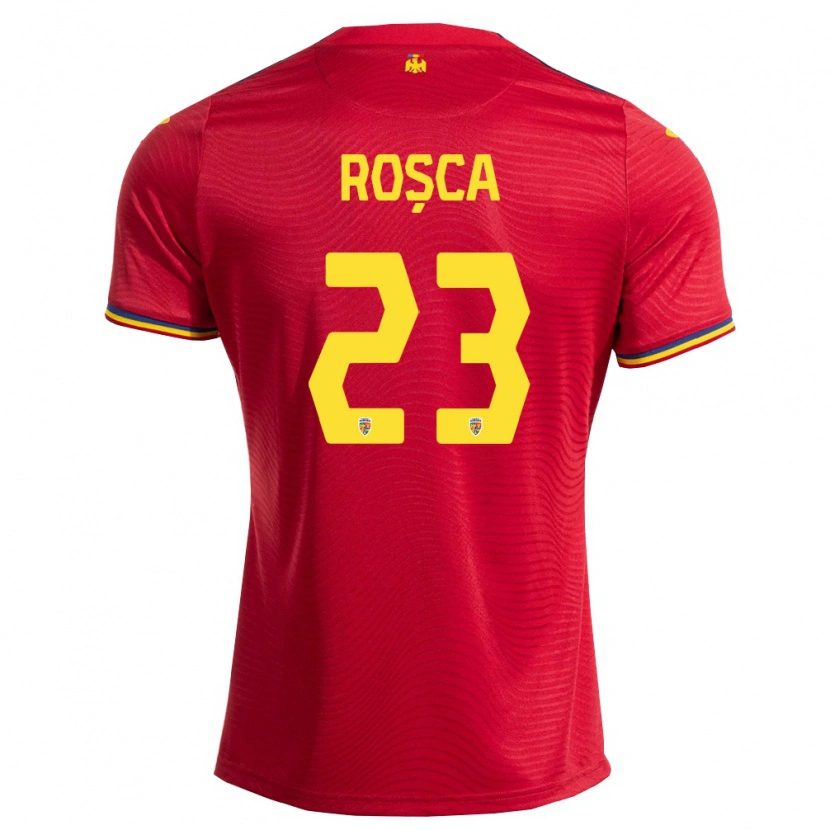 Danxen Hombre Camiseta Rumania Alexandru Roșca #23 Rojo Marino Amarillo 2ª Equipación 26-28 La Camisa México