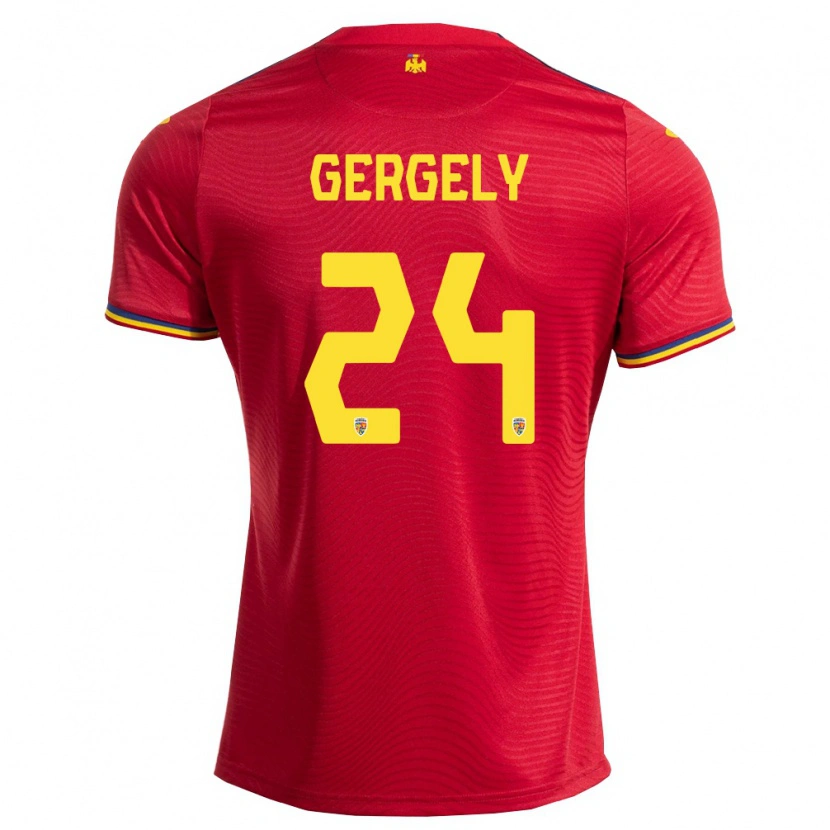 Danxen Hombre Camiseta Rumania Botond Gergely #24 Rojo Marino Amarillo 2ª Equipación 26-28 La Camisa México