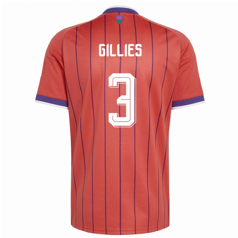 Danxen Hombre Camiseta Escocia Matthew Gillies #3 Naranja Púrpura 2ª Equipación 26-28 La Camisa México