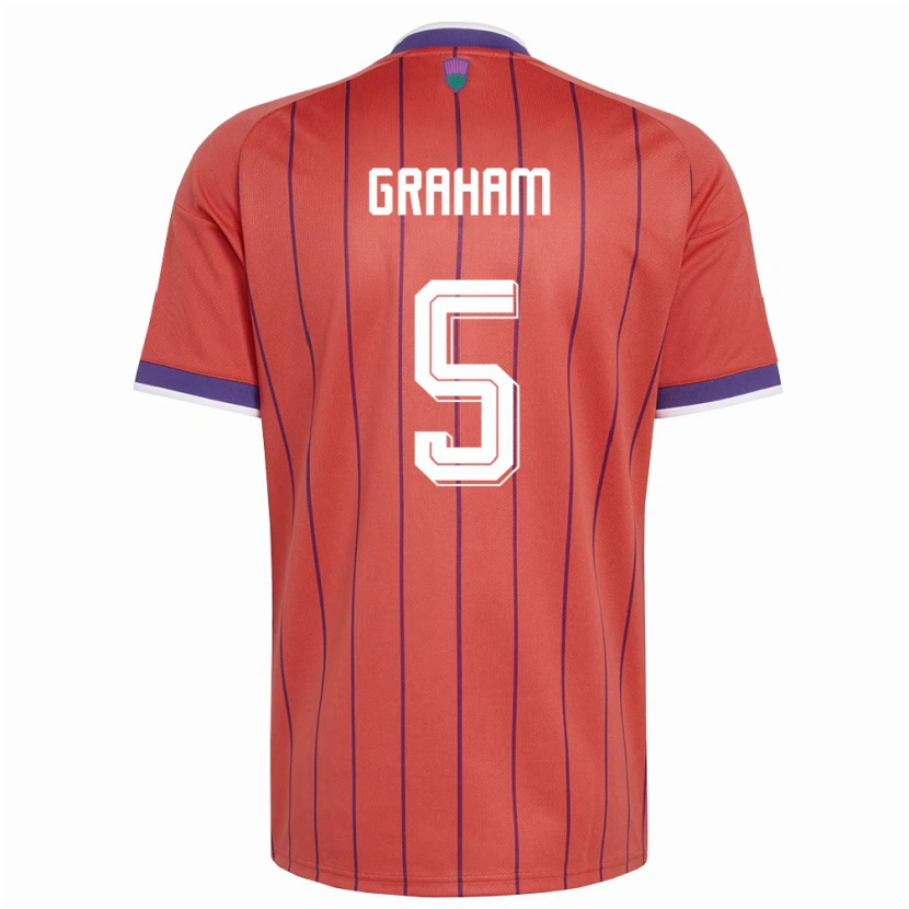 Danxen Hombre Camiseta Escocia Luke Graham #5 Naranja Púrpura 2ª Equipación 26-28 La Camisa México