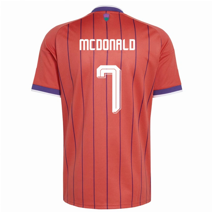 Danxen Hombre Camiseta Escocia Josh Mcdonald #7 Naranja Púrpura 2ª Equipación 26-28 La Camisa México