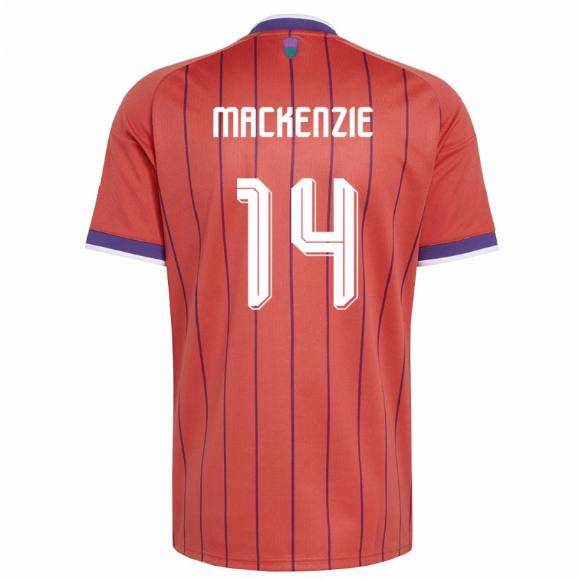 Danxen Hombre Camiseta Escocia Magnus Mackenzie #14 Naranja Púrpura 2ª Equipación 26-28 La Camisa México