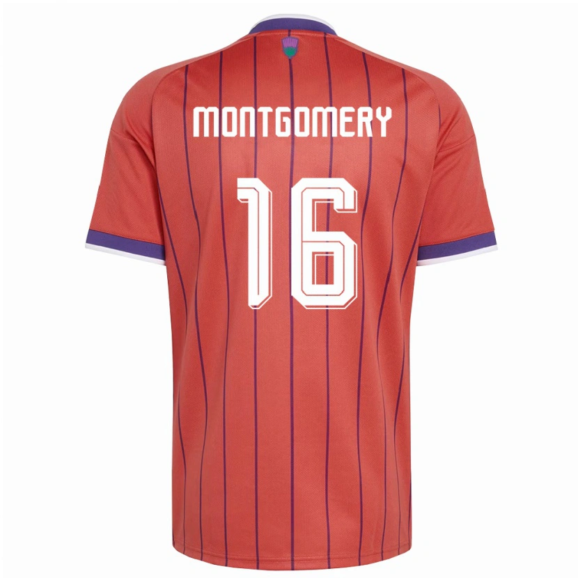 Danxen Hombre Camiseta Escocia Kristi Montgomery #16 Naranja Púrpura 2ª Equipación 26-28 La Camisa México