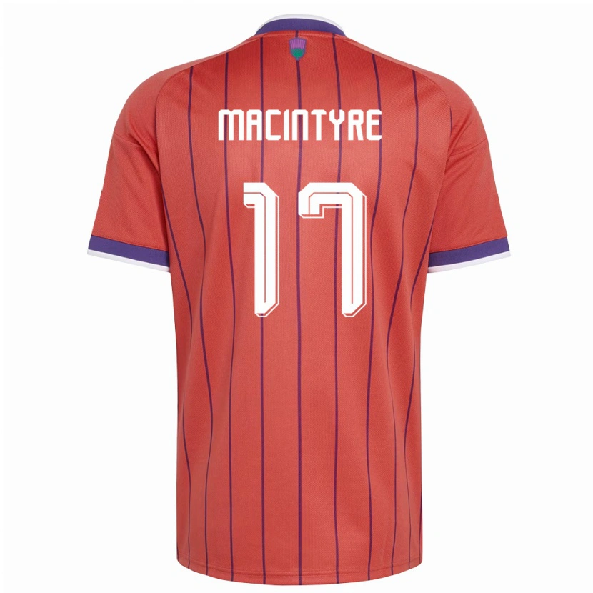 Danxen Hombre Camiseta Escocia Jacob Macintyre #17 Naranja Púrpura 2ª Equipación 26-28 La Camisa México
