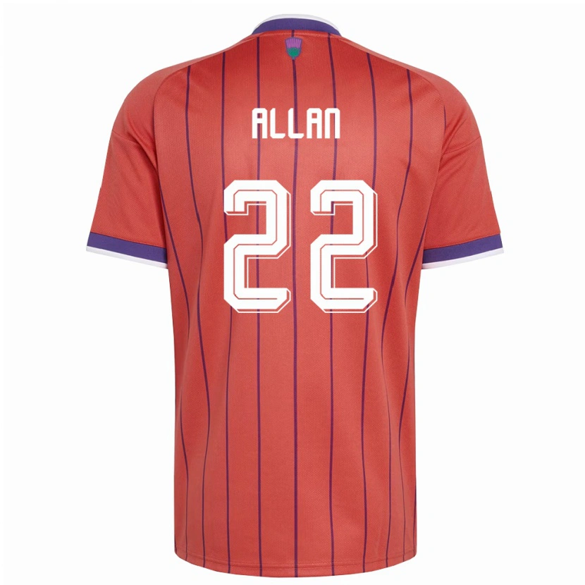 Danxen Hombre Camiseta Escocia Connor Allan #22 Naranja Púrpura 2ª Equipación 26-28 La Camisa México