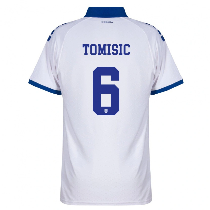 Danxen Hombre Camiseta Serbia Vukasin Tomisic #6 Marino Blanco Rojo 2ª Equipación 26-28 La Camisa México