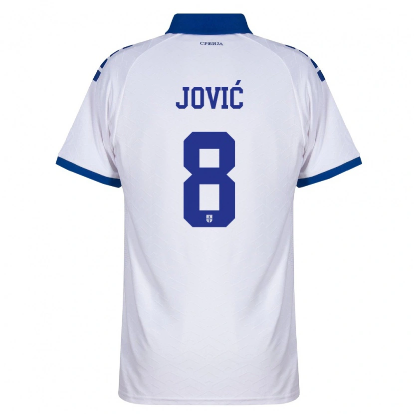 Danxen Hombre Camiseta Serbia Luka Jović #8 Marino Blanco Rojo 2ª Equipación 26-28 La Camisa México