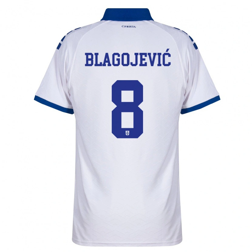 Danxen Hombre Camiseta Serbia Dina Blagojevic #8 Marino Blanco Rojo 2ª Equipación 26-28 La Camisa México