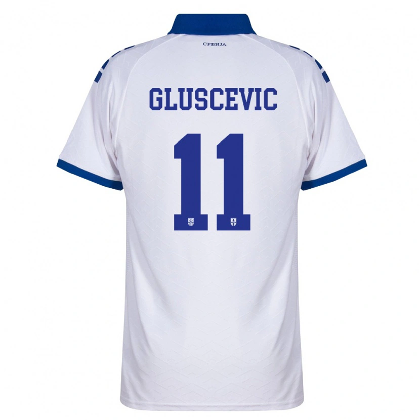 Danxen Hombre Camiseta Serbia Matija Gluscevic #11 Marino Blanco Rojo 2ª Equipación 26-28 La Camisa México