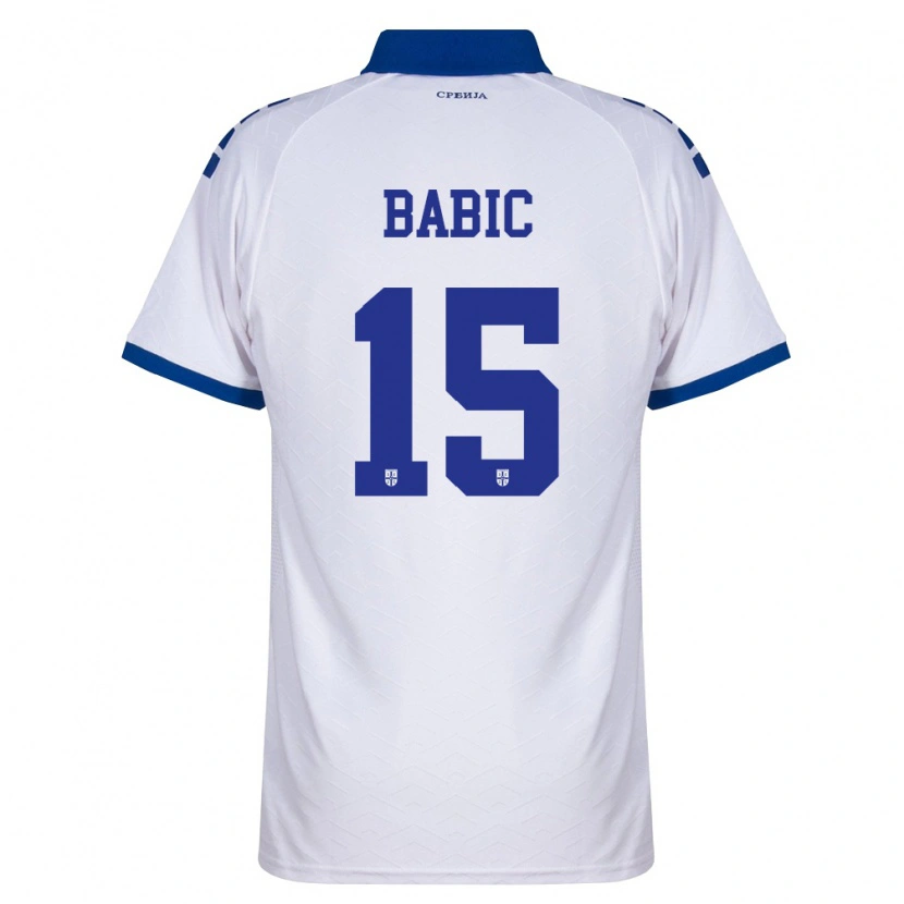 Danxen Hombre Camiseta Serbia Srdjan Babic #15 Marino Blanco Rojo 2ª Equipación 26-28 La Camisa México