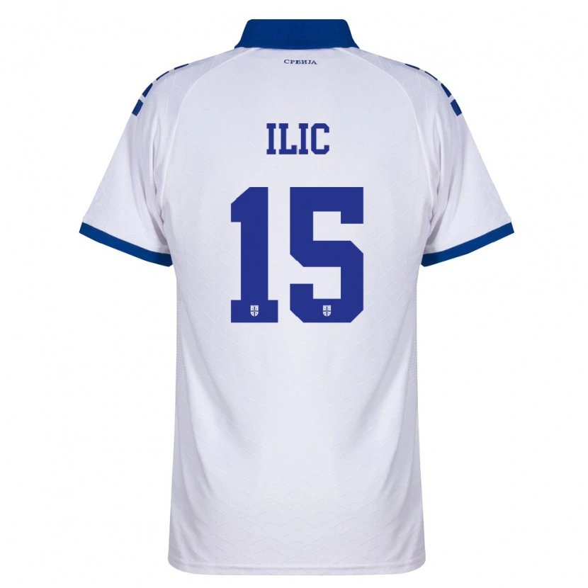 Danxen Hombre Camiseta Serbia Mihajlo Ilic #15 Marino Blanco Rojo 2ª Equipación 26-28 La Camisa México