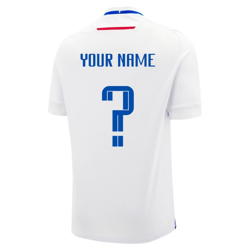 Danxen Hombre Camiseta Eslovaquia Su Nombre #0 Blanco Azul 2ª Equipación 26-28 La Camisa México