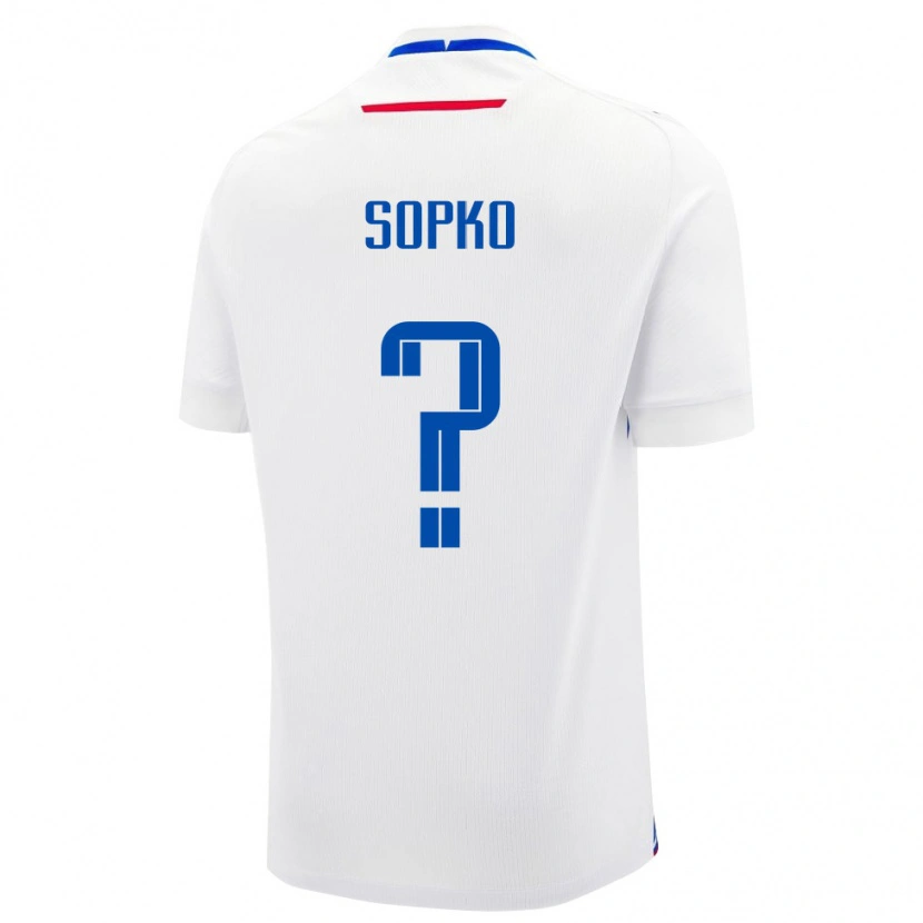 Danxen Hombre Camiseta Eslovaquia Patrik Sopko #0 Blanco Azul 2ª Equipación 26-28 La Camisa México