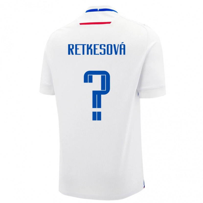 Danxen Hombre Camiseta Eslovaquia Laura Retkesová #0 Blanco Azul 2ª Equipación 26-28 La Camisa México