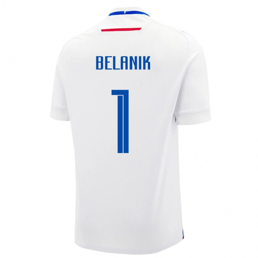 Danxen Hombre Camiseta Eslovaquia Samuel Belanik #1 Blanco Azul 2ª Equipación 26-28 La Camisa México