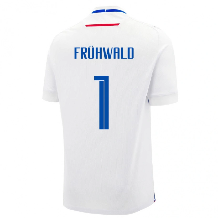 Danxen Hombre Camiseta Eslovaquia Tomas Frühwald #1 Blanco Azul 2ª Equipación 26-28 La Camisa México
