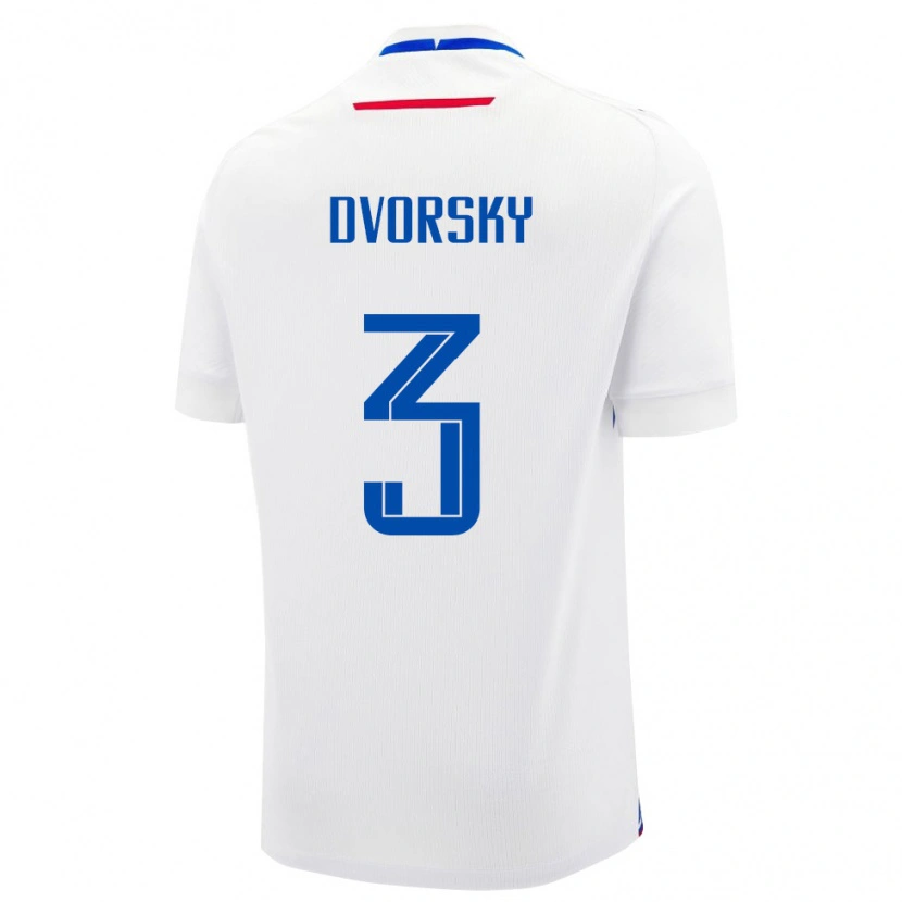 Danxen Hombre Camiseta Eslovaquia Lukas Dvorsky #3 Blanco Azul 2ª Equipación 26-28 La Camisa México