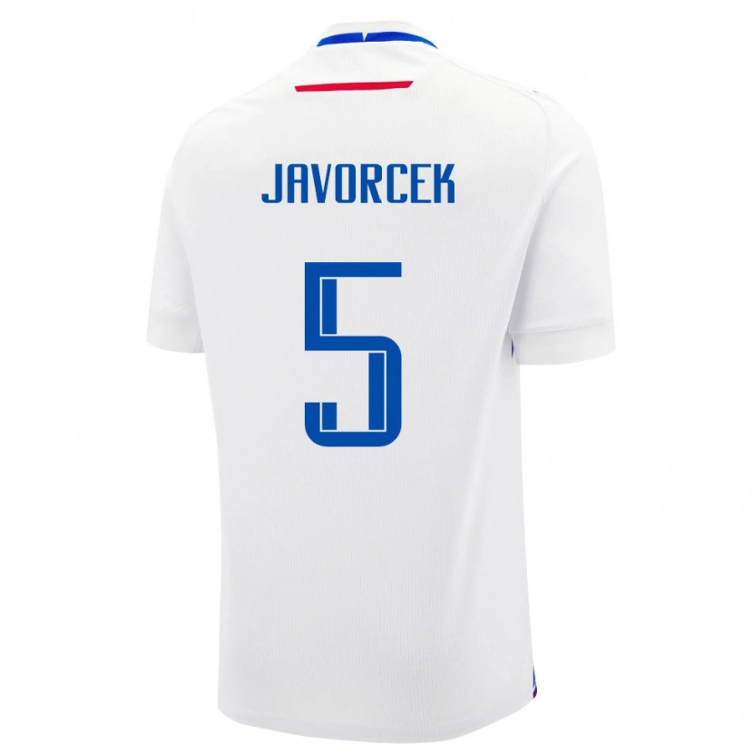 Danxen Hombre Camiseta Eslovaquia Dominik Javorcek #5 Blanco Azul 2ª Equipación 26-28 La Camisa México