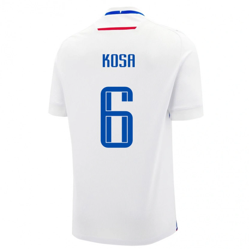 Danxen Hombre Camiseta Eslovaquia Sebastian Kosa #6 Blanco Azul 2ª Equipación 26-28 La Camisa México