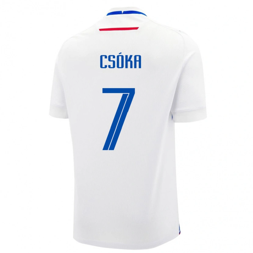 Danxen Hombre Camiseta Eslovaquia Bálint Csóka #7 Blanco Azul 2ª Equipación 26-28 La Camisa México
