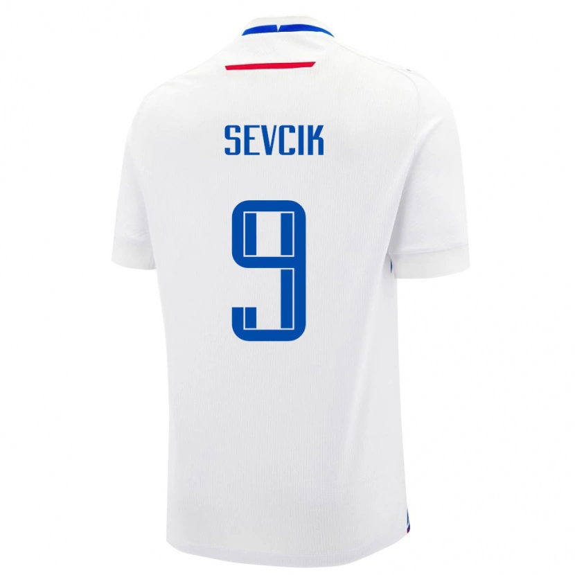 Danxen Hombre Camiseta Eslovaquia Simon Sevcik #9 Blanco Azul 2ª Equipación 26-28 La Camisa México