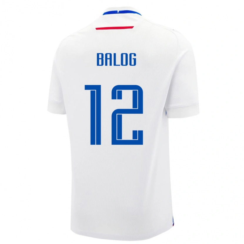 Danxen Hombre Camiseta Eslovaquia David Balog #12 Blanco Azul 2ª Equipación 26-28 La Camisa México