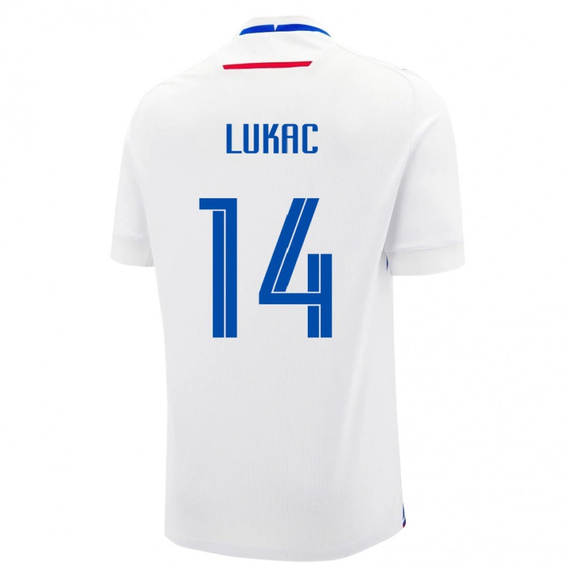 Danxen Hombre Camiseta Eslovaquia Andrej Lukac #14 Blanco Azul 2ª Equipación 26-28 La Camisa México