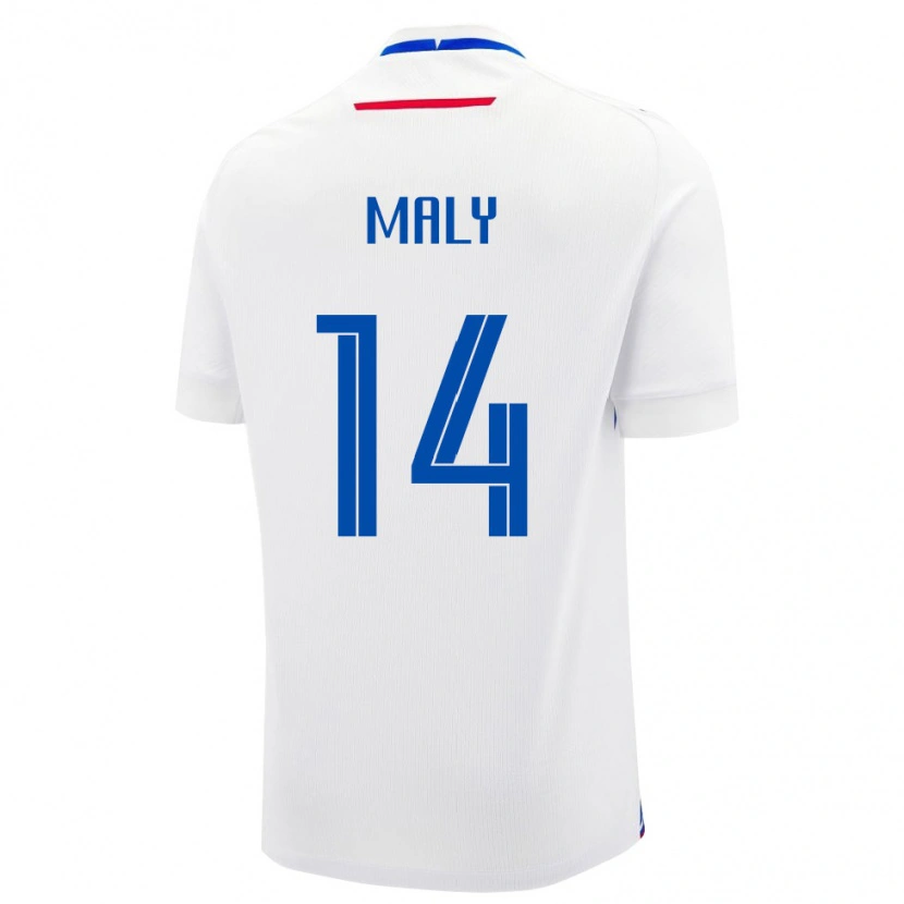 Danxen Hombre Camiseta Eslovaquia Tomas Maly #14 Blanco Azul 2ª Equipación 26-28 La Camisa México