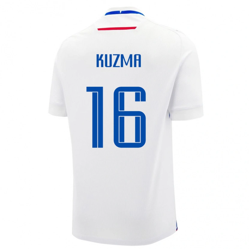 Danxen Hombre Camiseta Eslovaquia Alex Kuzma #16 Blanco Azul 2ª Equipación 26-28 La Camisa México