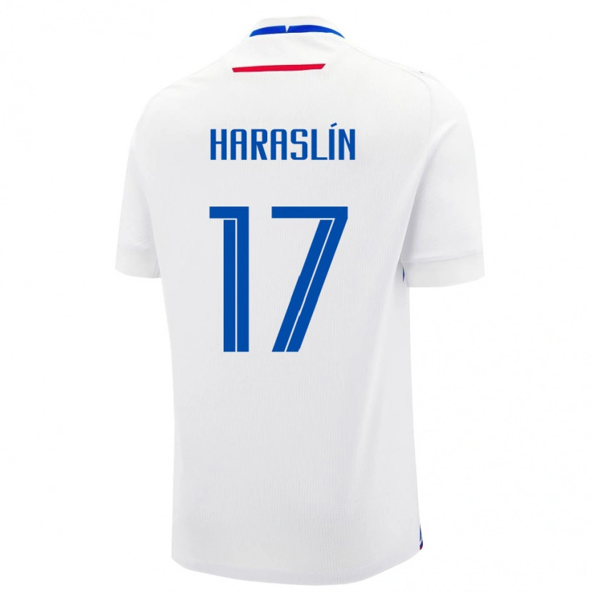 Danxen Hombre Camiseta Eslovaquia Lukas Haraslin #17 Blanco Azul 2ª Equipación 26-28 La Camisa México
