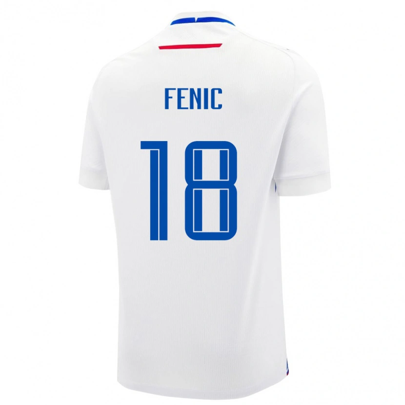 Danxen Hombre Camiseta Eslovaquia Oliver Fenic #18 Blanco Azul 2ª Equipación 26-28 La Camisa México