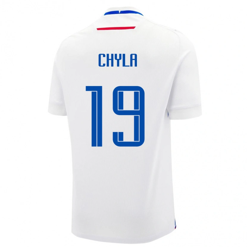 Danxen Hombre Camiseta Eslovaquia Vincent Chyla #19 Blanco Azul 2ª Equipación 26-28 La Camisa México