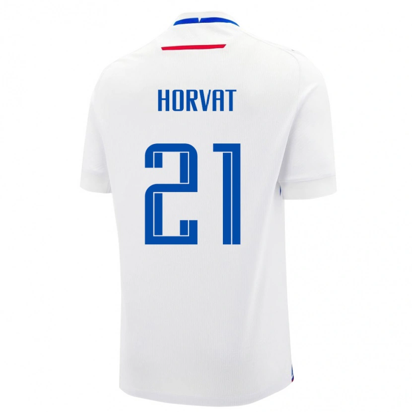 Danxen Hombre Camiseta Eslovaquia Adam Horvat #21 Blanco Azul 2ª Equipación 26-28 La Camisa México