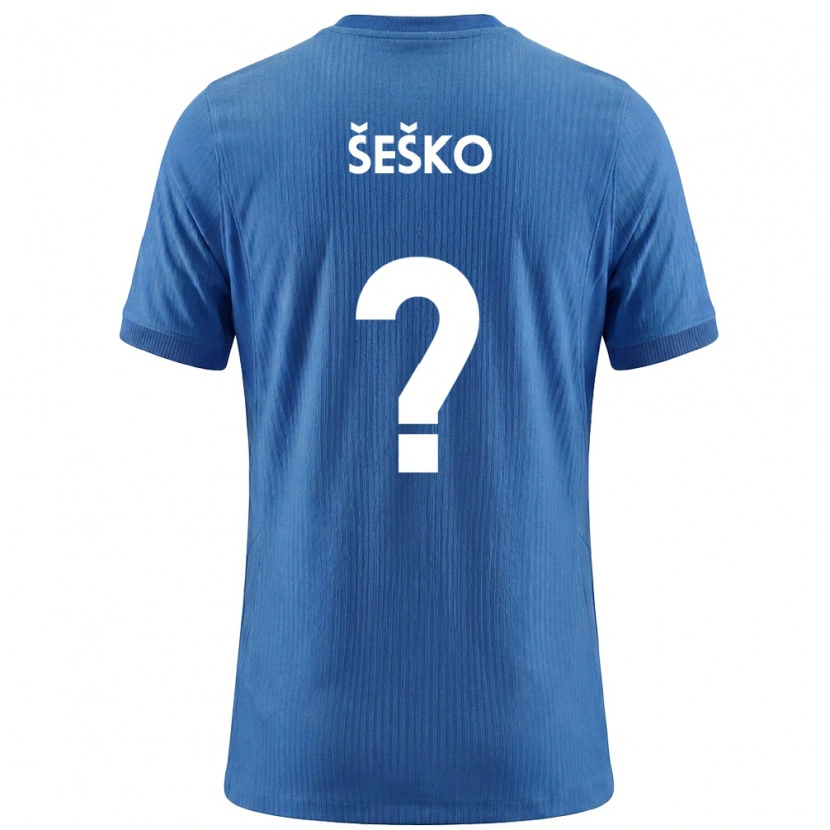 Danxen Hombre Camiseta Eslovenia Benjamin Sesko #0 Azul Blanco 2ª Equipación 26-28 La Camisa México