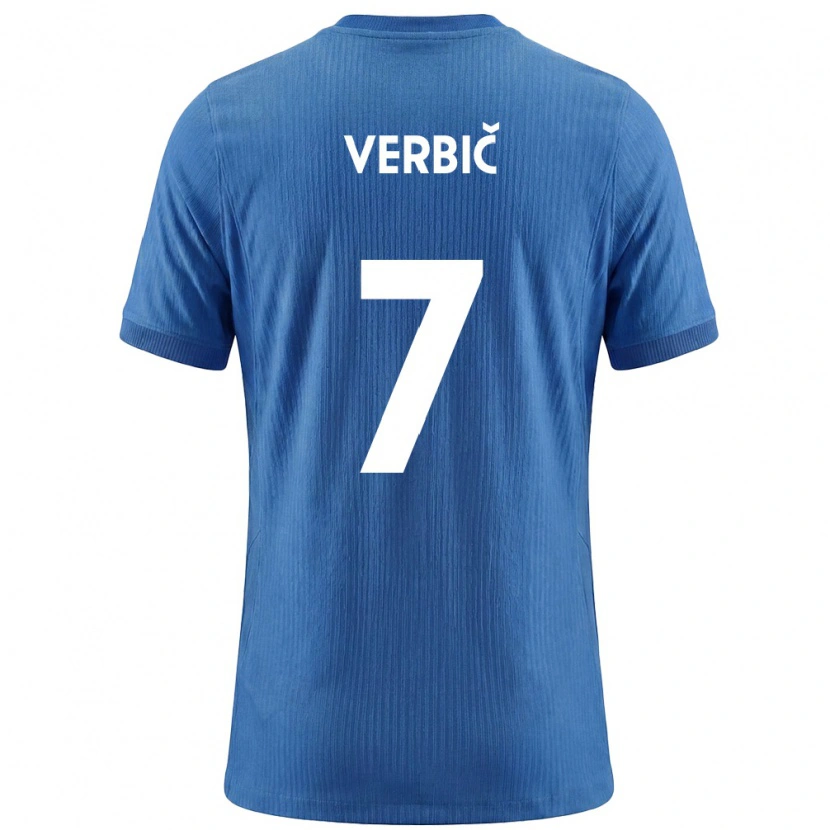 Danxen Hombre Camiseta Eslovenia Benjamin Verbic #7 Azul Blanco 2ª Equipación 26-28 La Camisa México