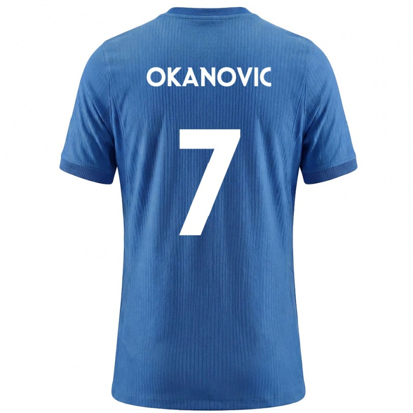 Danxen Hombre Camiseta Eslovenia Deen Okanovic #7 Azul Blanco 2ª Equipación 26-28 La Camisa México