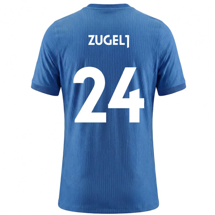 Danxen Hombre Camiseta Eslovenia Nino Zugelj #24 Azul Blanco 2ª Equipación 26-28 La Camisa México