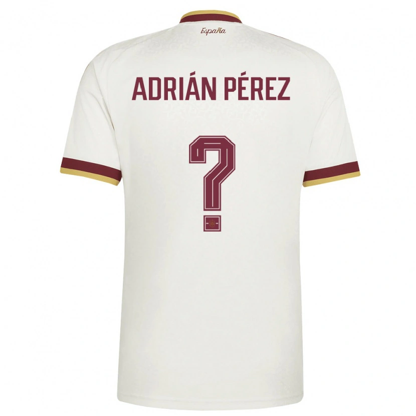 Danxen Hombre Camiseta España Adrián Pérez #0 Marfil Borgoña 2ª Equipación 26-28 La Camisa México