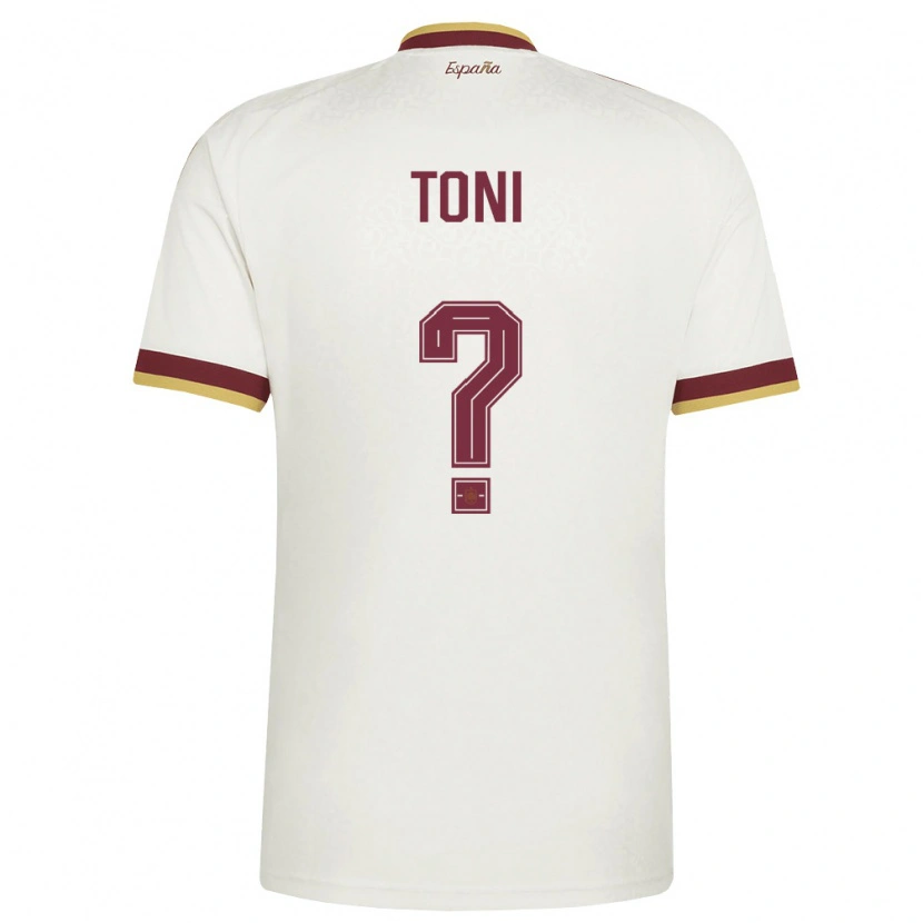 Danxen Hombre Camiseta España Toni Fernández #0 Marfil Borgoña 2ª Equipación 26-28 La Camisa México