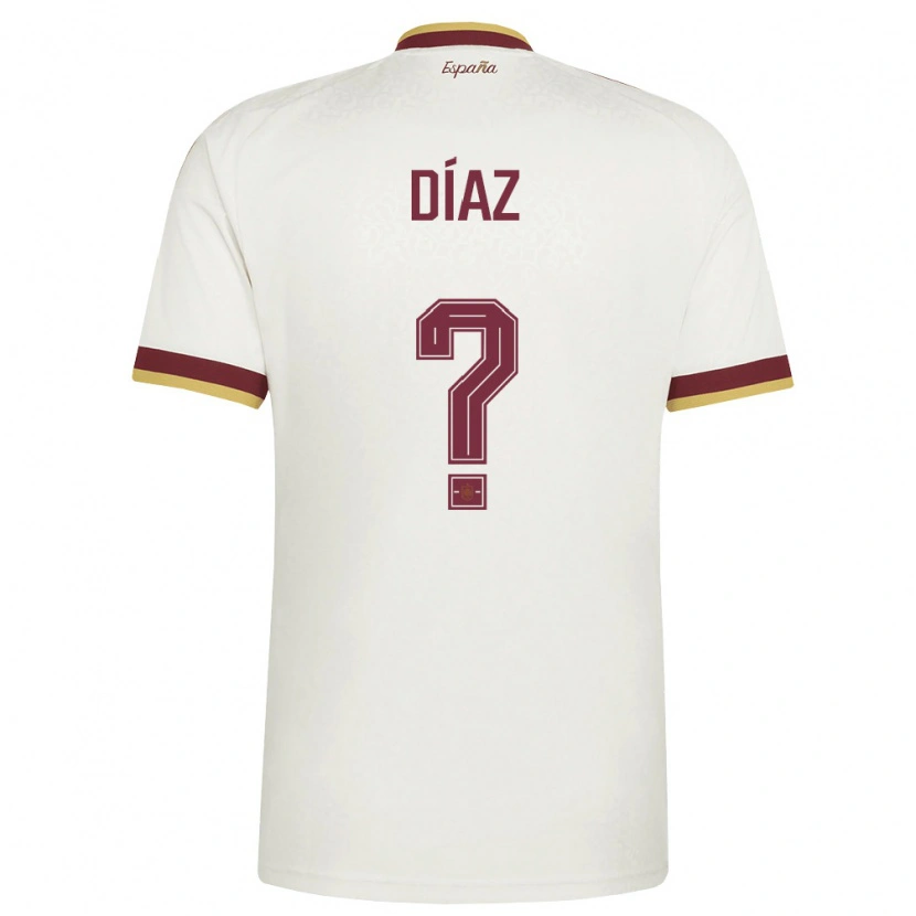 Danxen Hombre Camiseta España Mario Díaz #0 Marfil Borgoña 2ª Equipación 26-28 La Camisa México