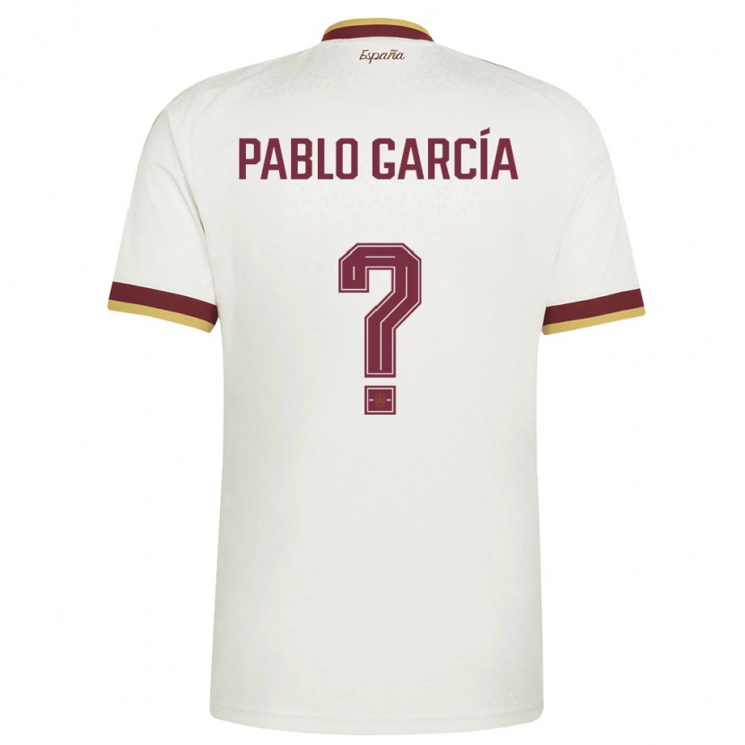 Danxen Hombre Camiseta España Pablo García #0 Marfil Borgoña 2ª Equipación 26-28 La Camisa México