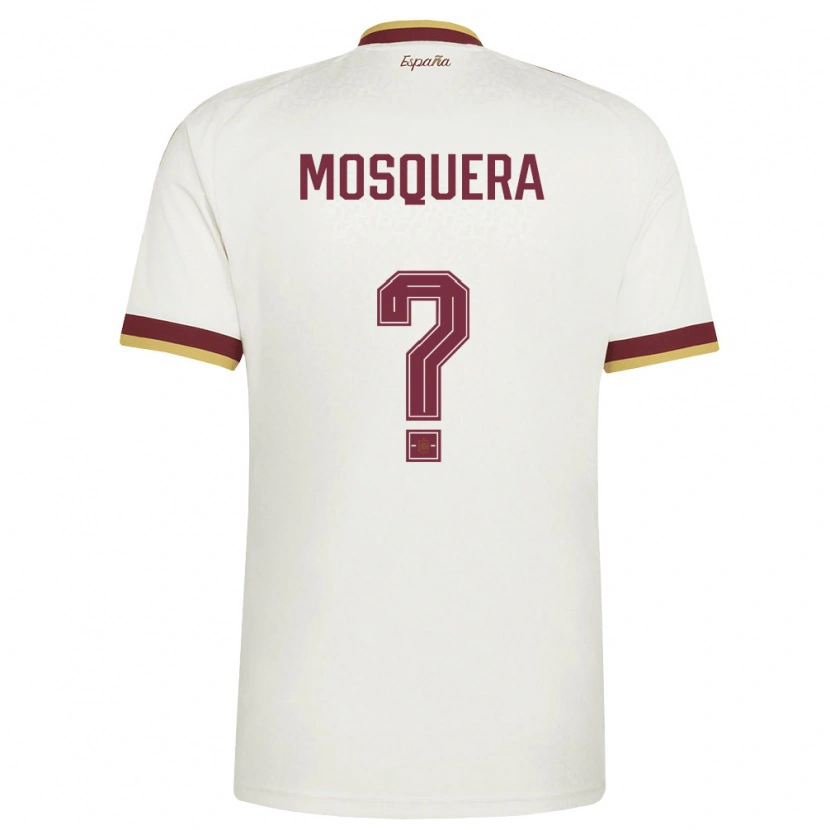 Danxen Hombre Camiseta España Yulian Mosquera #0 Marfil Borgoña 2ª Equipación 26-28 La Camisa México