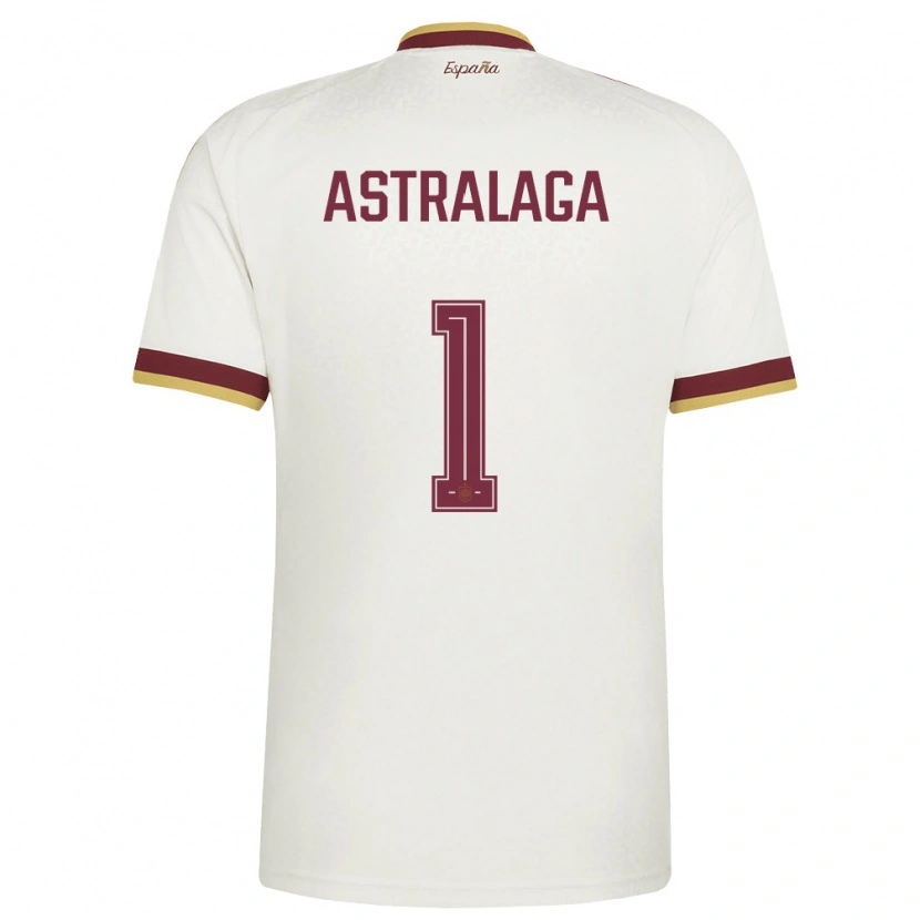 Danxen Hombre Camiseta España Ander Astralaga #1 Marfil Borgoña 2ª Equipación 26-28 La Camisa México