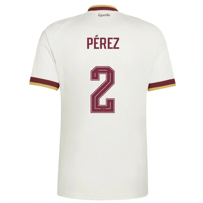 Danxen Hombre Camiseta España Nacho Pérez #2 Marfil Borgoña 2ª Equipación 26-28 La Camisa México