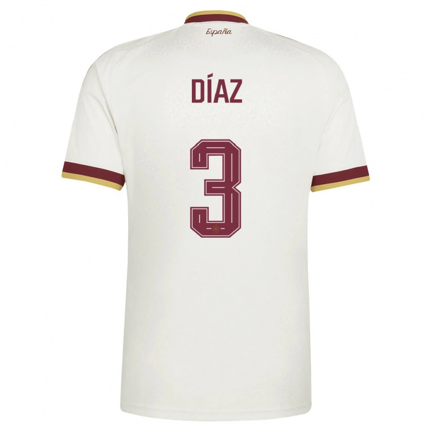 Danxen Hombre Camiseta España Julio Díaz #3 Marfil Borgoña 2ª Equipación 26-28 La Camisa México